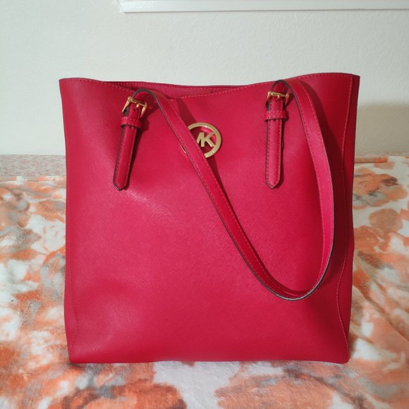 Michael Kors Handbags - Michael Kors Like New Large Red Leather tote bag, shoulder bag, purse